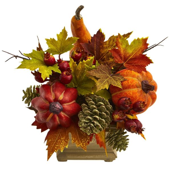 11  Pumpkin, Gourd, Berry and Maple Leaf Artificial Arrangement  Online Sale - Image 2
