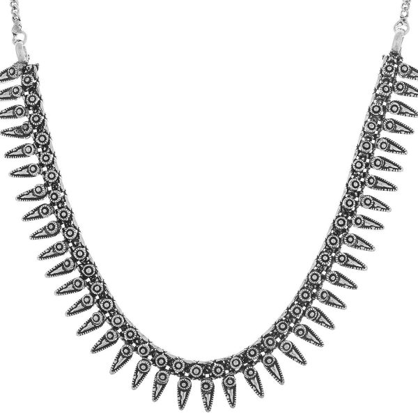 Rhodium-Plated Alloy Elegant Silver Choker Necklace - The Pari Cheap