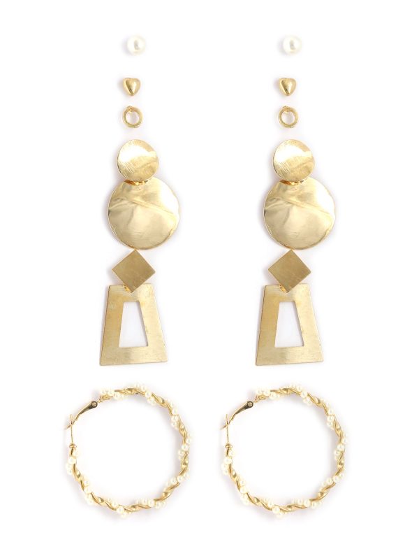 Gold-Plated Alloy Set Of 6 Designer Earrings - The Pari For Sale - Image 3