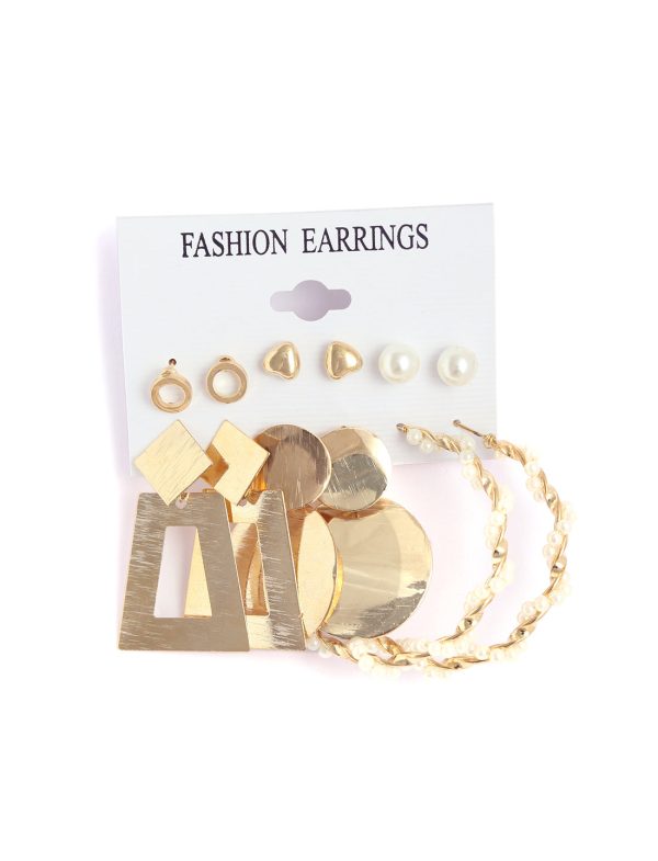 Gold-Plated Alloy Set Of 6 Designer Earrings - The Pari For Sale