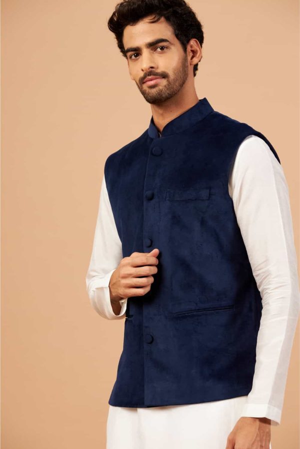 Bluvet Designer Men s Nehru jacket by Hilo Designs on Sale