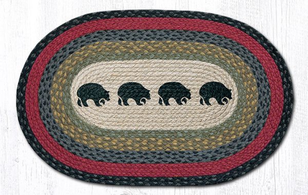OP-238 Black Bears Oval Rug Fashion